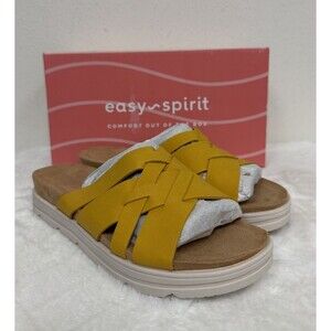 Easy Spirit 7M Star 3 Woven Strappy Comfort Slide Footbed Sandal Yellow New